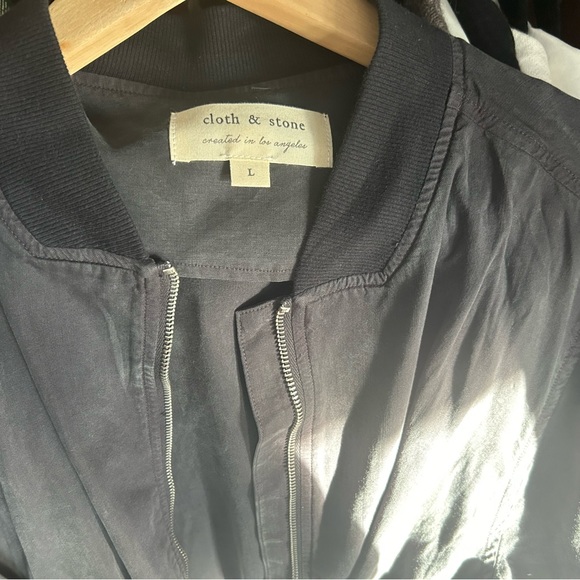 Dark Grey Cloth and Stone Bomber Jacket - Picture 2 of 2